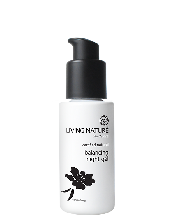 Living Nature’s certified natural Balancing Night Gel is a soothing, rejuvenating gel to balance the skin's natural oils and moisture content overnight.